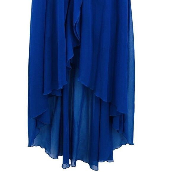 Pradise Womens Dress Strapless Off the Shoulder Juniors Medium Blue Flowy Hi Low - Picture 3 of 8